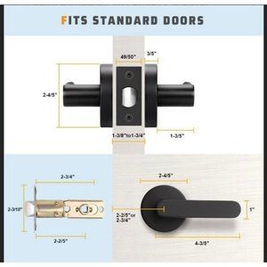 Matte Black Heavy Duty Door Knob Lock Handle Square Passage 3 Pack